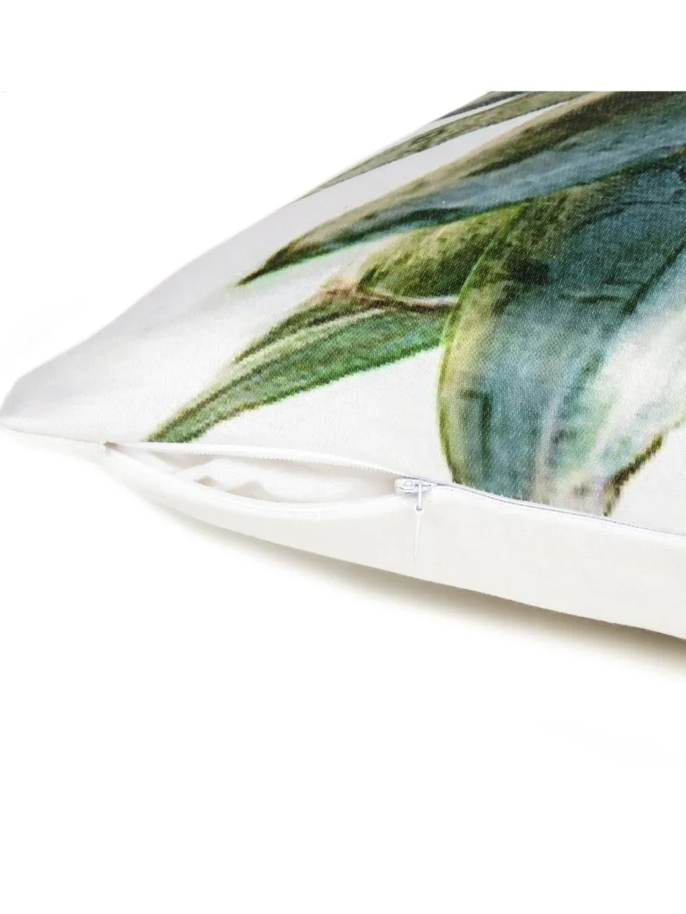 Oussum White Pineapple Leaves Printed Cushion Cover Cotton Pillow Case Set of 2